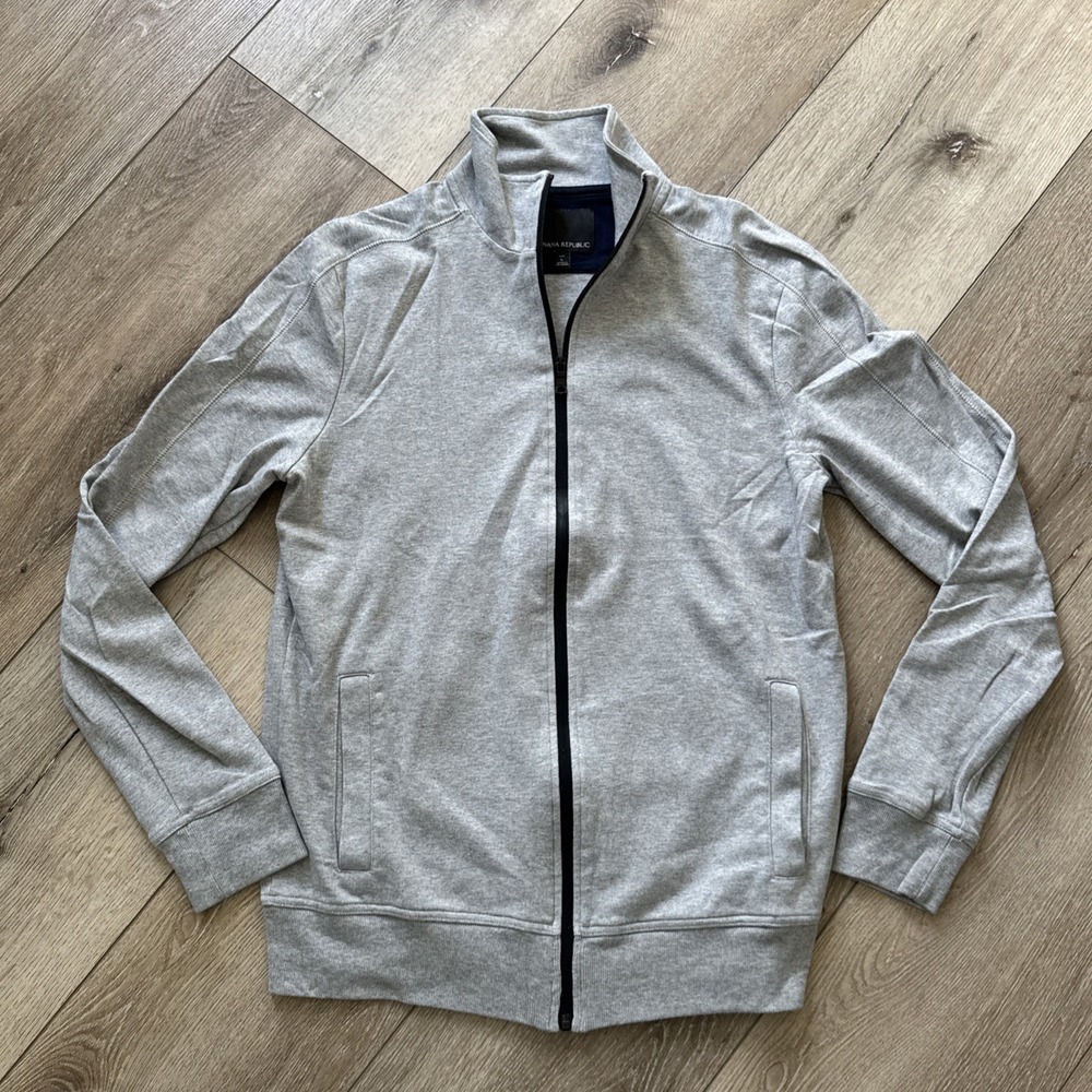 Banana Republic Sweatshirt Size Large Gray Full Zip Up Sweatshirt Pockets #176